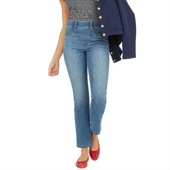 SPANXshape™ | EveryWear High Rise Pull On Straight Leg Jeans - Size XL - Picture 1 of 9